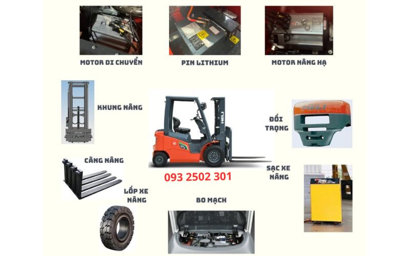 Cấu tạo xe nâng điện lithium 2 tấn HELI