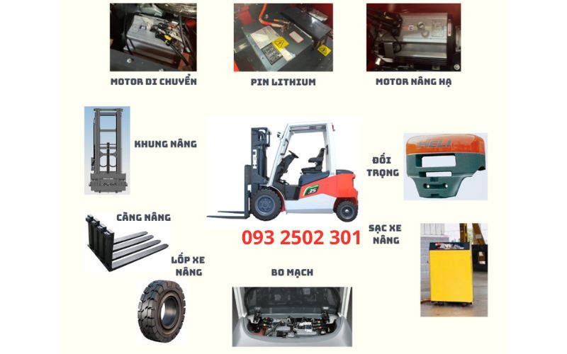 Cấu tạo xe nâng điện lithium 3.5 tấn HELI